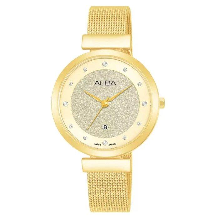 Buy Alba fashion watch for women, analog, 32mm, stainless steel strap, ah7ca2x1 – gold in Kuwait