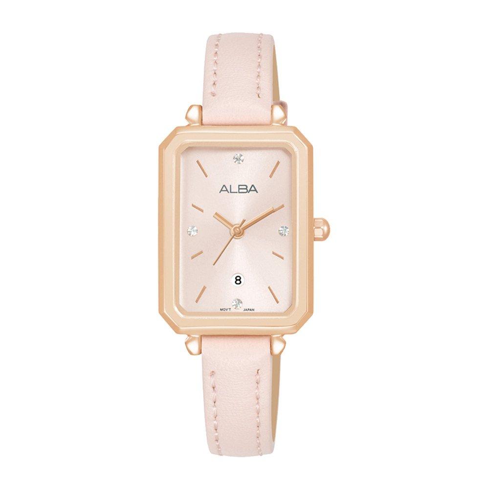 Buy Alba fashion watch for women, analog, 22mm, leather strap, ah7cc0x1 – pink in Kuwait