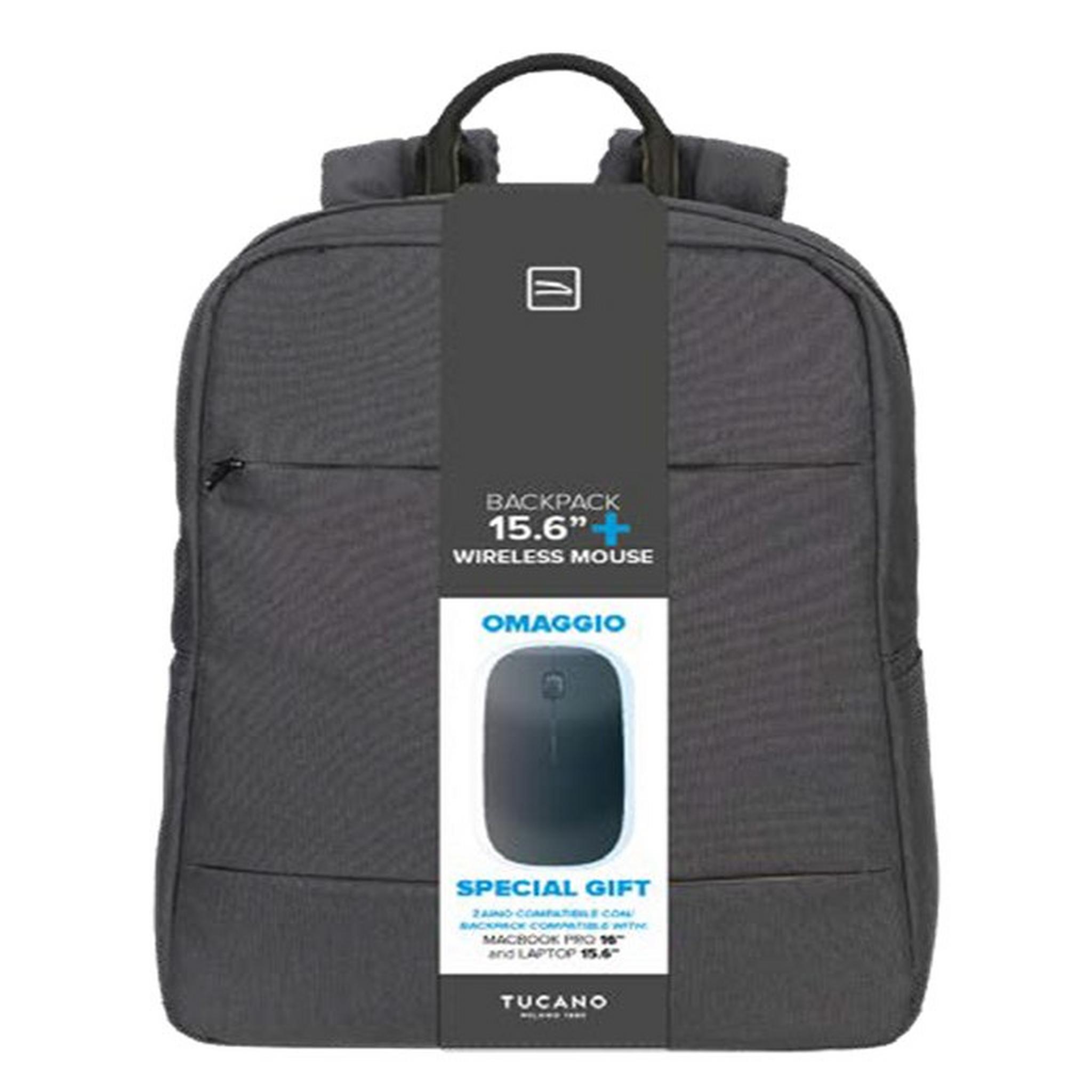 Tucano 15.6-16 inch Backpack With Wireless Mouse Bundle, BU-TL-BKBTK-WM-BK - Black