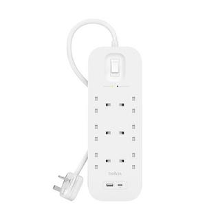Buy Belkin surge protector power extension with 6 outlets & usb charging, 2m, srb002ar2... in Kuwait