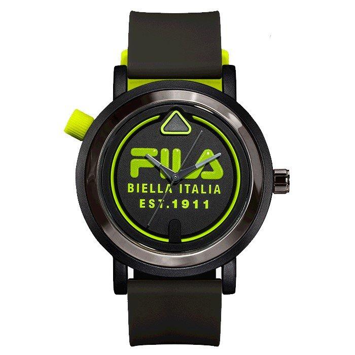 Buy Fila men's watch, analog, 42mm, silicone strap, 38-341-003 – black in Kuwait