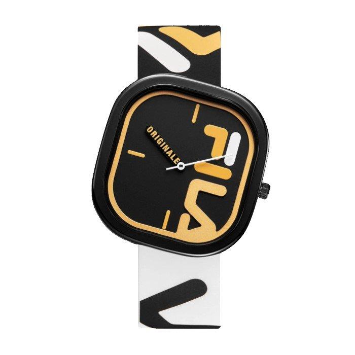 Buy Fila men's watch, analog, 41mm, silicone strap, 38-6098-003– black & white in Kuwait