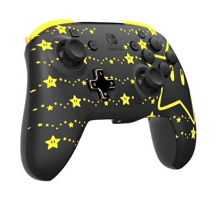وحدة التحكم اللاسلكية نينتندو سويتش ريماتش سوبر ستارز تتوهج في الظلام من بي دي بي، 500-202-STGD – أسود/أصفر