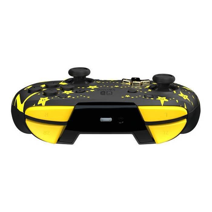 وحدة التحكم اللاسلكية نينتندو سويتش ريماتش سوبر ستارز تتوهج في الظلام من بي دي بي، 500-202-STGD – أسود/أصفر