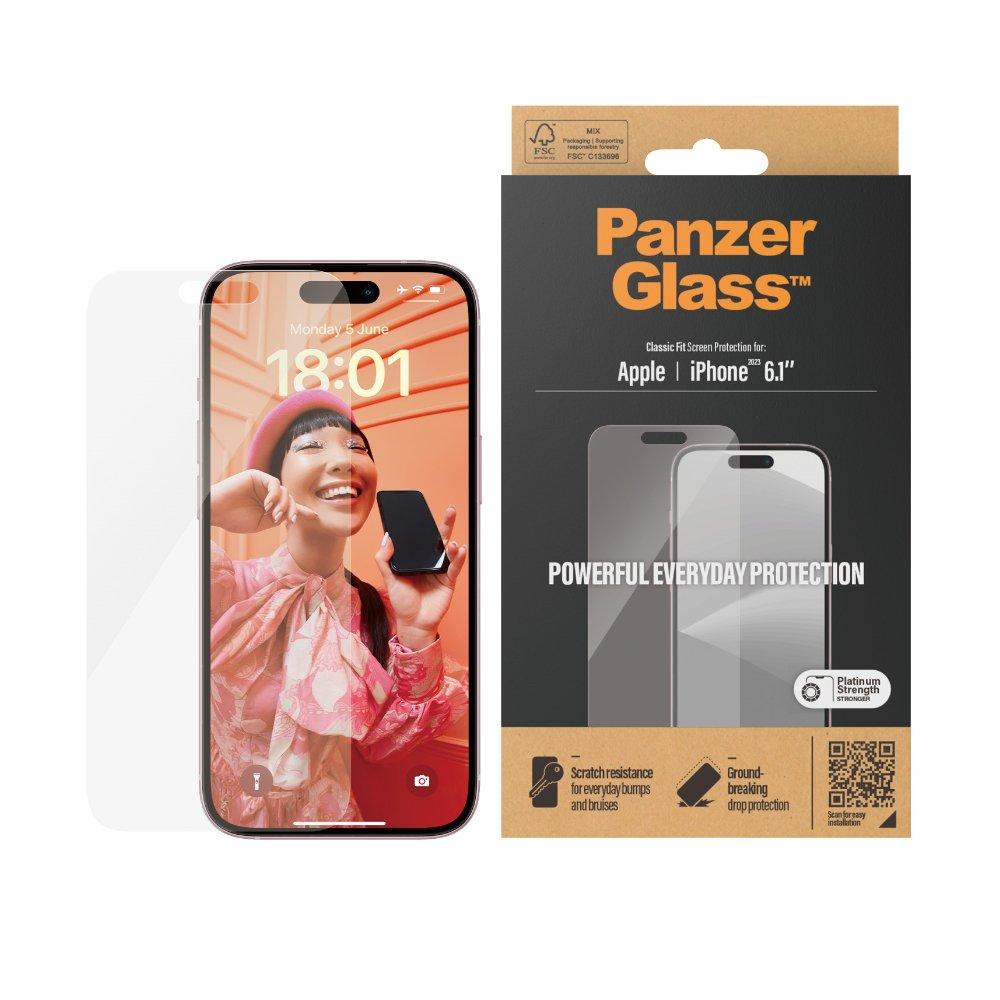 Buy Panzerglass classic fit screen protector for iphone 15, 2805 - clear in Kuwait