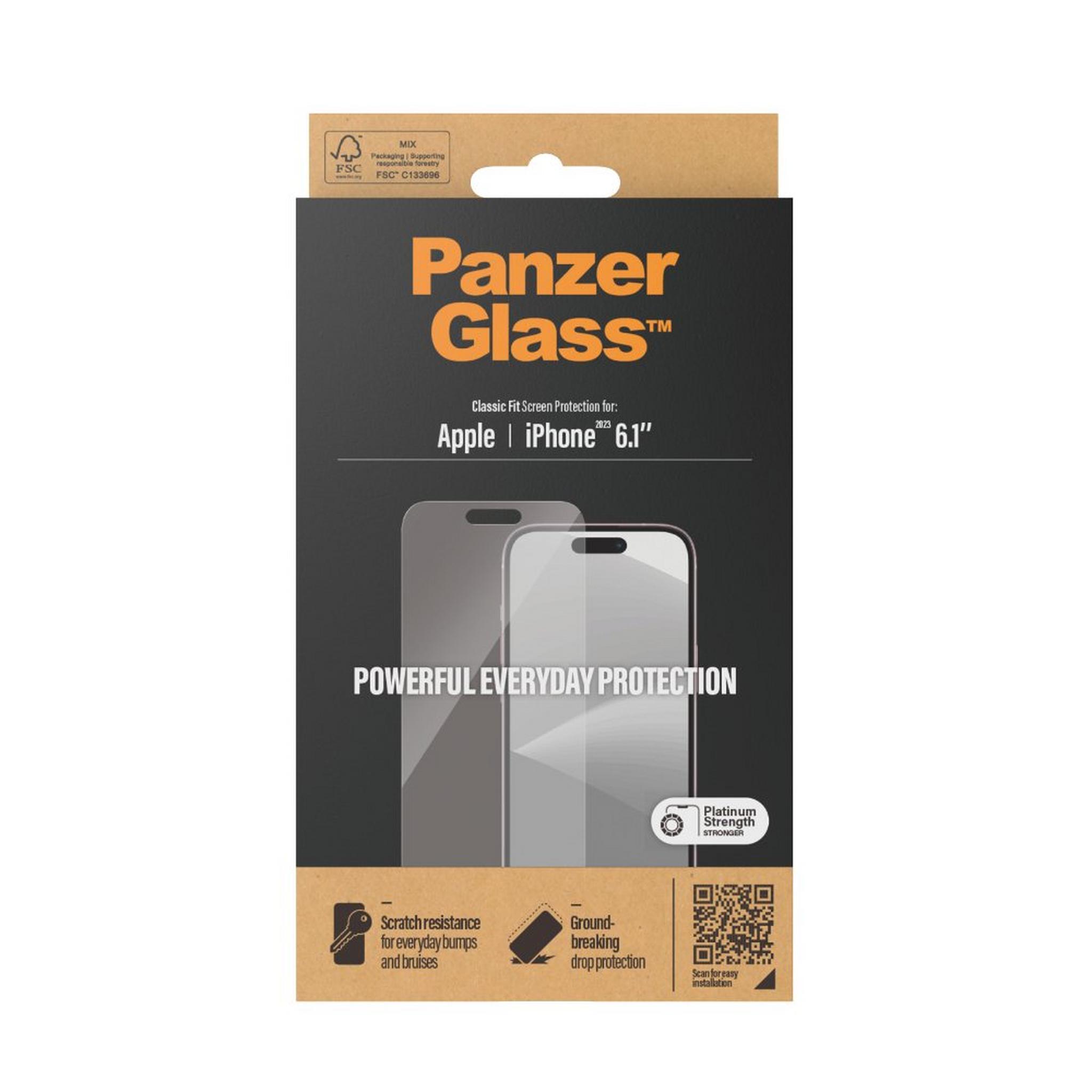 PanzerGlass Classic Fit Screen Protector for iPhone 15, 2805 - Clear
