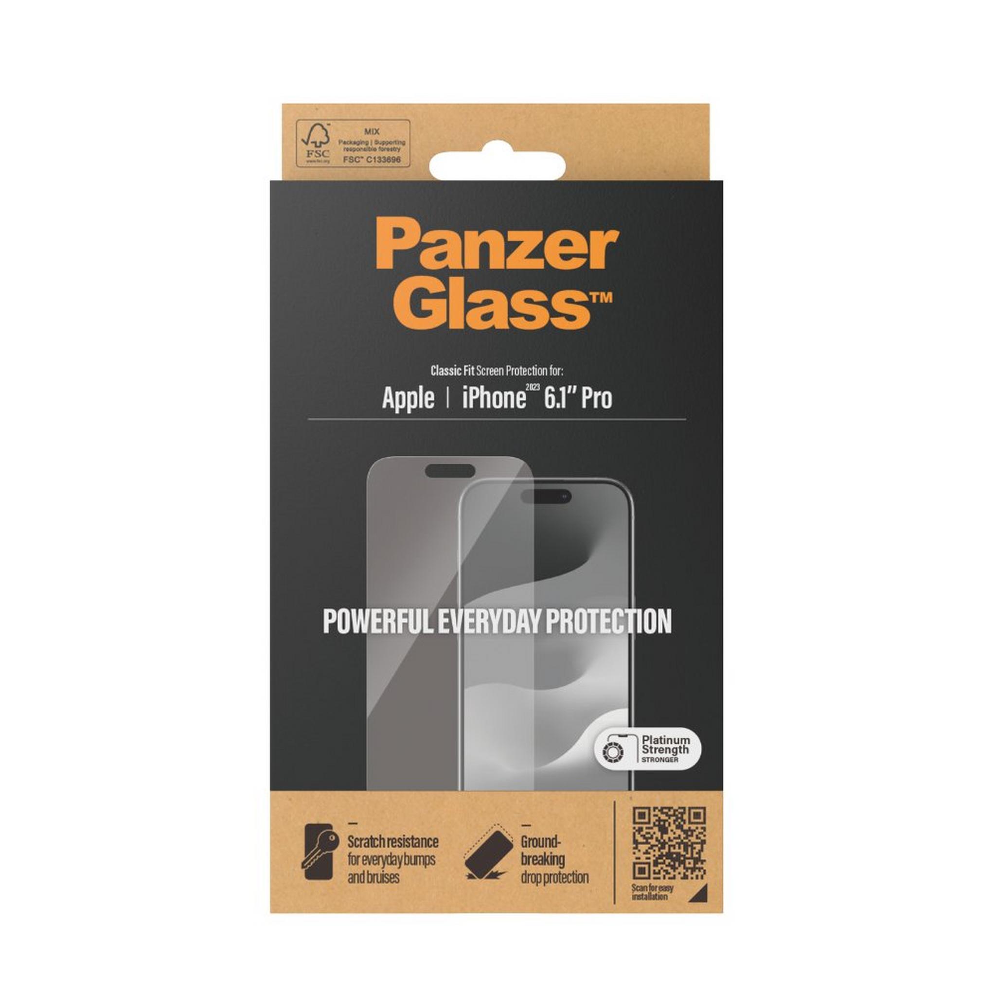 PanzerGlass Classic Fit Screen Protector for iPhone 15 Pro, 2806 - Clear