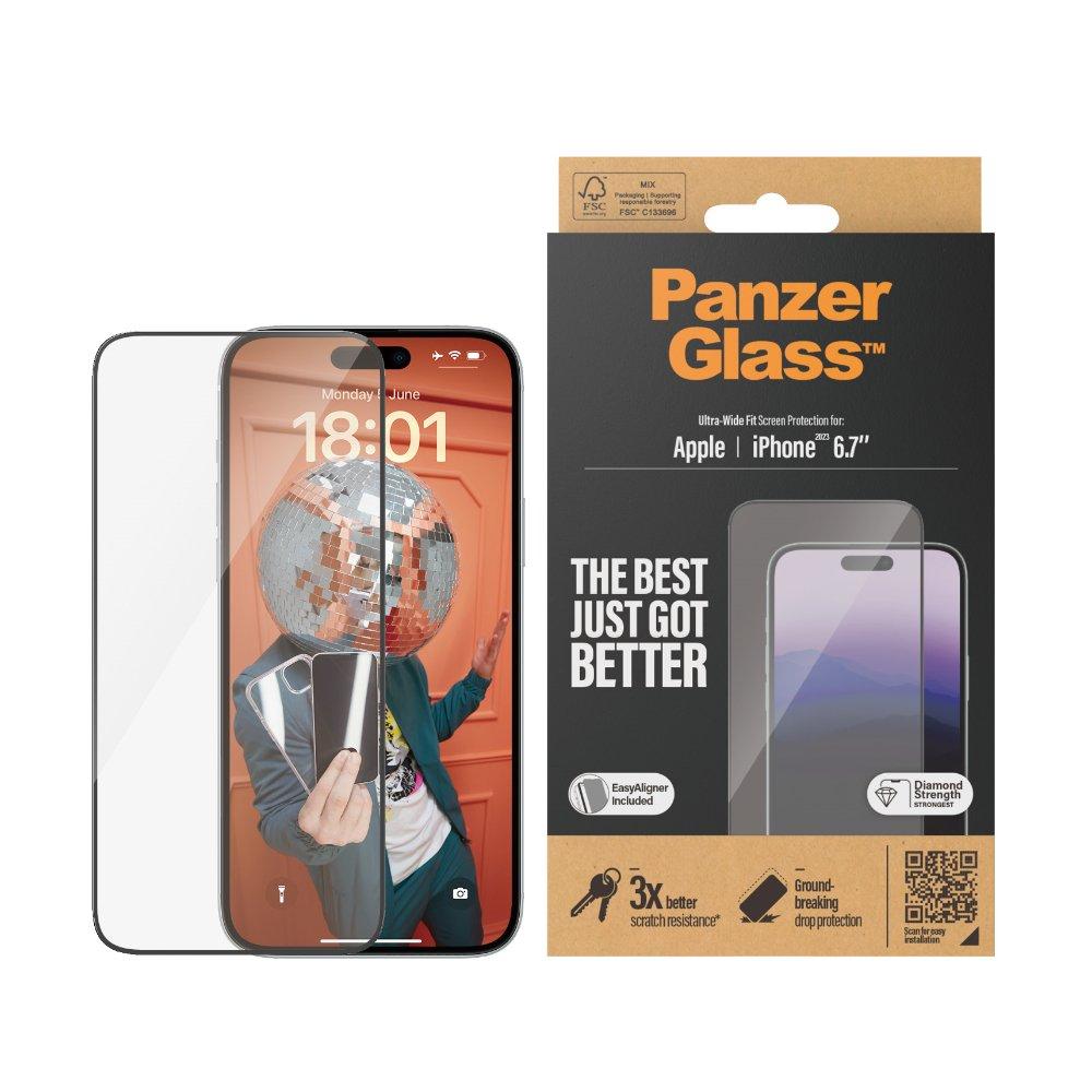 Buy Panzerglass screen protector ultra wide fit for iphone 15 plus, 2811 - clear in Kuwait