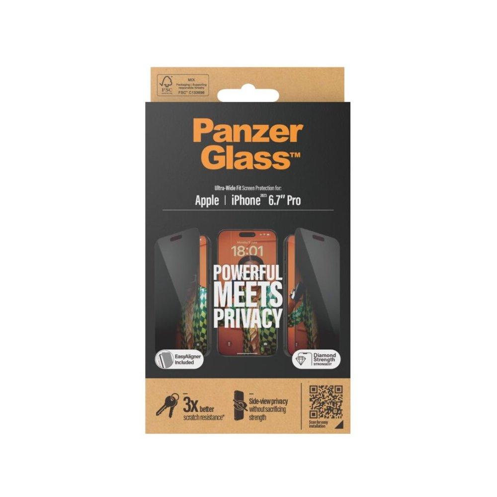 PanzerGlass Privacy light Ultra Wide Fit Screen Protector for iPhone 15 Pro Max, P2812