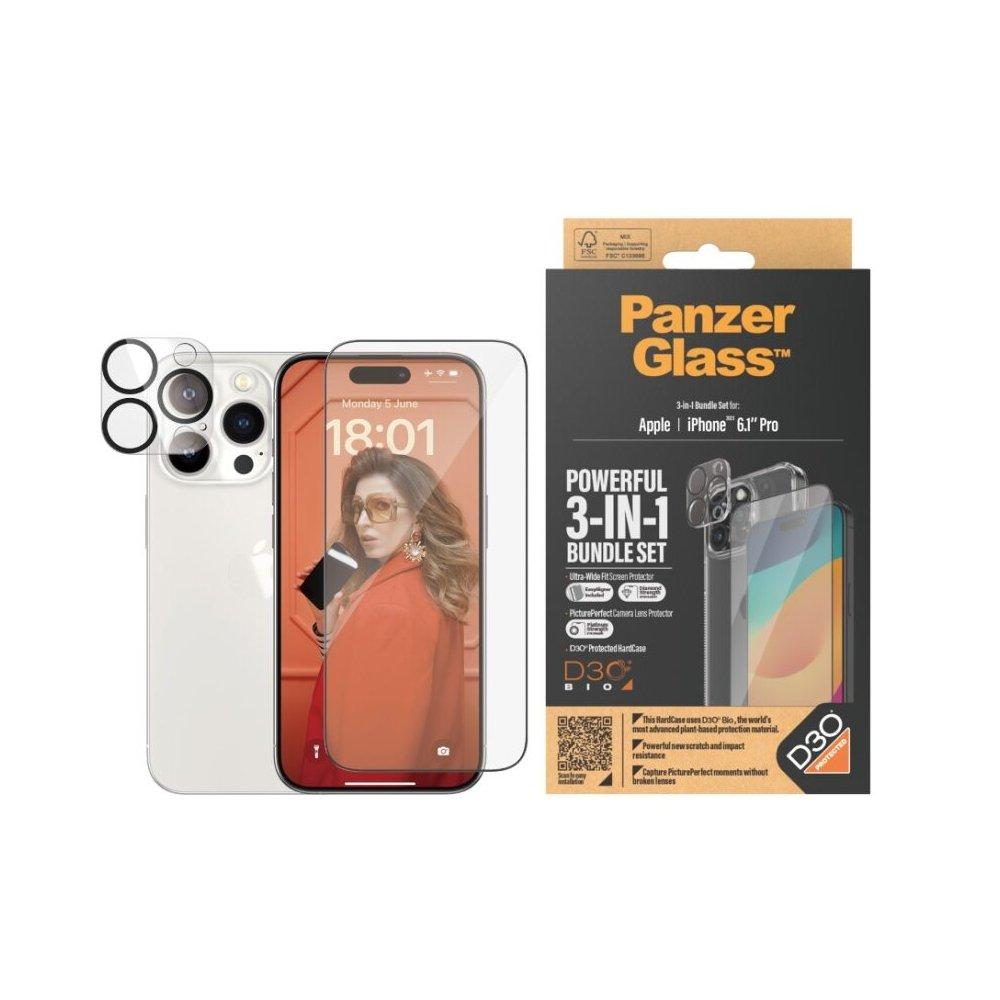 PanzerGlass Ultra Wide Fit 3in1 Privacy Clear Bundle for iPhone 15 Pro, B1173+2810 - Clear