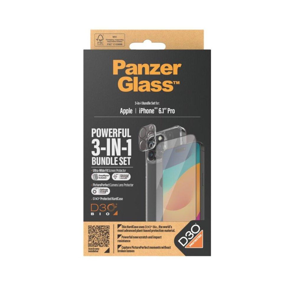 PanzerGlass Ultra Wide Fit 3in1 Privacy Clear Bundle for iPhone 15 Pro, B1173+2810 - Clear