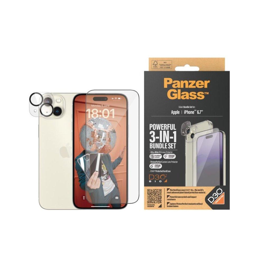 PanzerGlass Ultra Wide Fit 3in1 Privacy Clear Bundle for iPhone 15 Plus, B1174+2811 - Clear