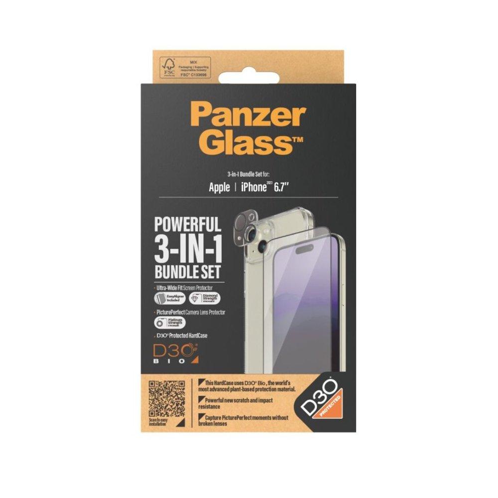 PanzerGlass Ultra Wide Fit 3in1 Privacy Clear Bundle for iPhone 15 Plus, B1174+2811 - Clear