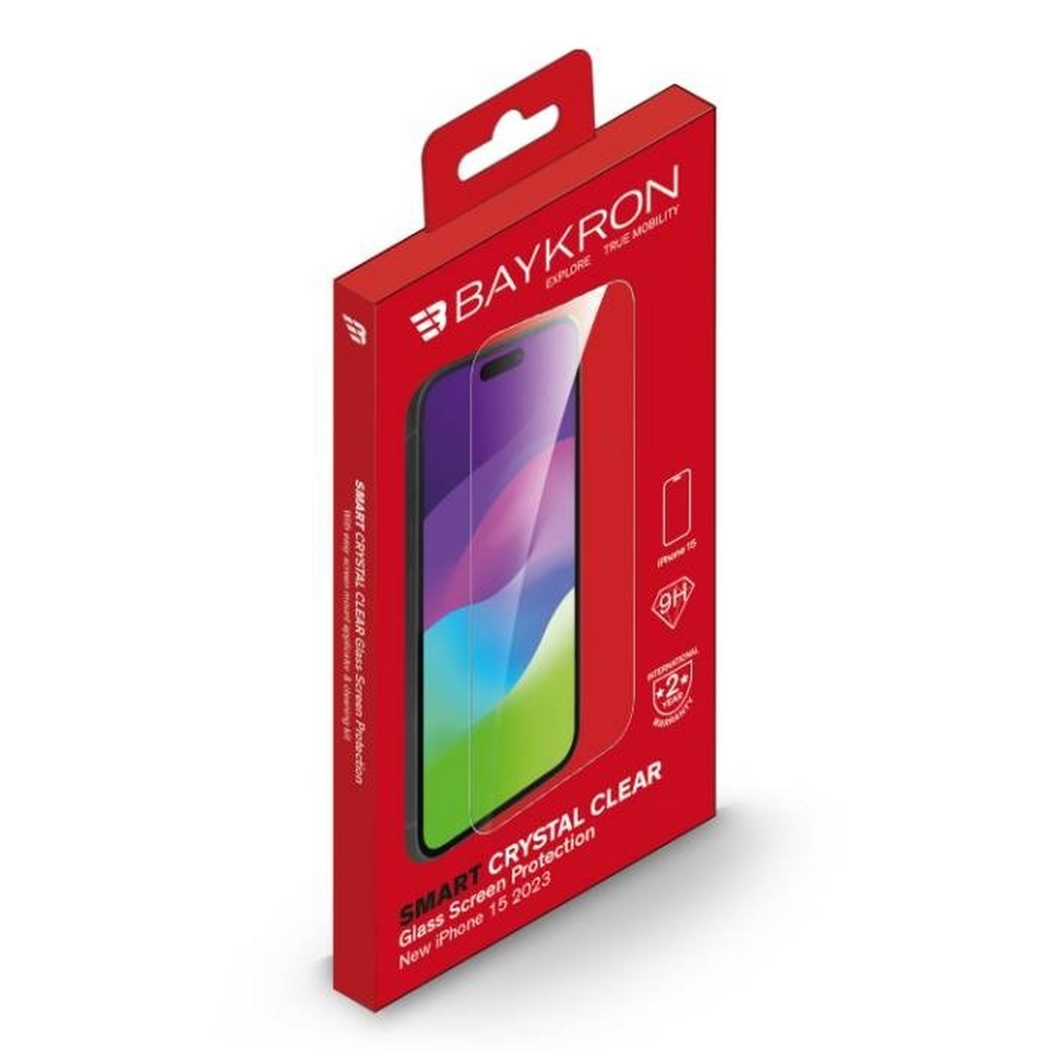 Baykron Tempered Glass 6.1” Screen Protector, with Applicator for iPhone 15, BKR-SL-IP15-6.1C - Clear