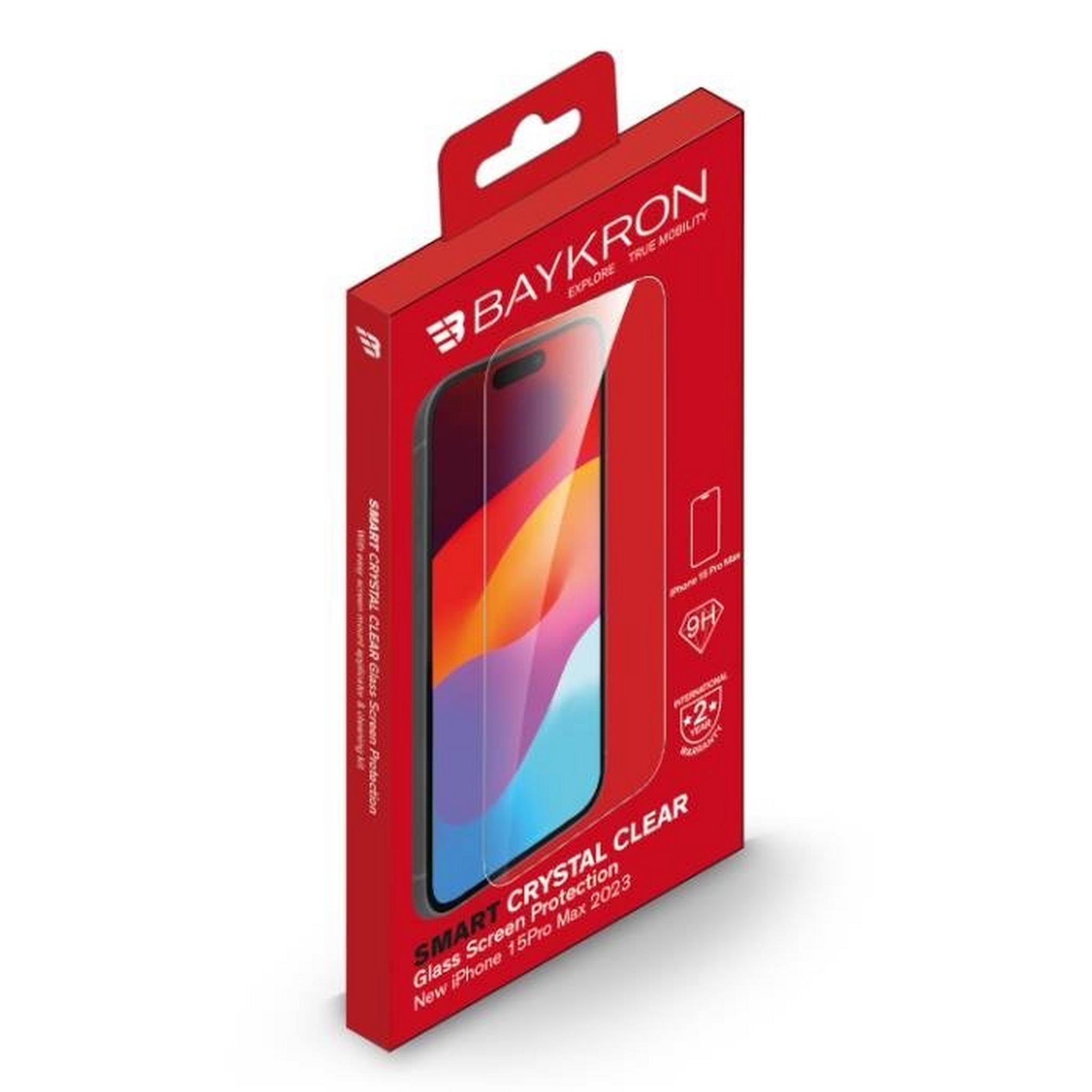 Baykron Tempered Glass 6.7” Screen Protector, with Applicator for iPhone 15 Pro Max, BKR-SL-IP15PMAX - Clear