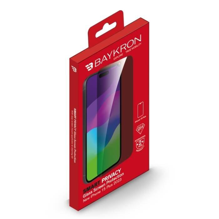 لاصق حماية لشاشة ايفون 15 بلس مقاس 6.7 بوصة للخصوصية مصنوعة من الزجاج المقوى مع أداة تطبيق من بايكرون, BKR-SL-IP15PLUS – أسود
