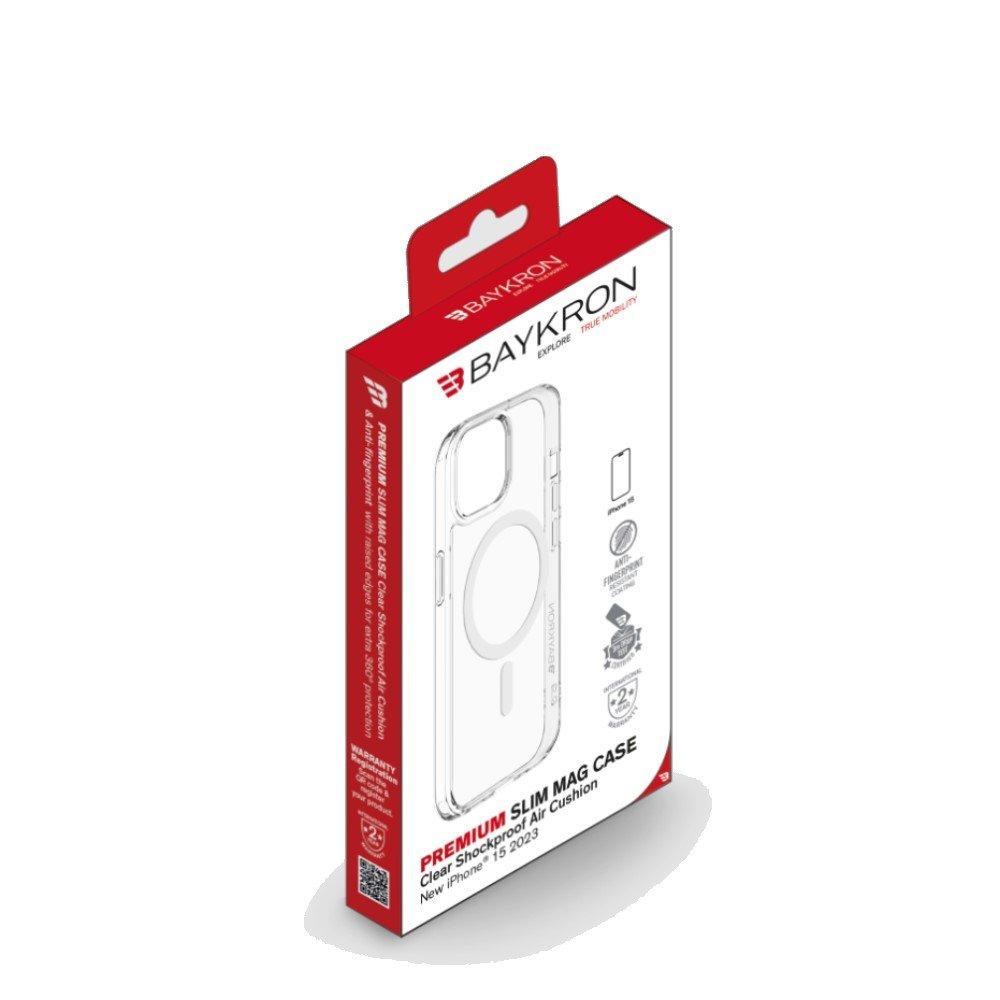 حافظة بريميوم سليم ماج لهاتف ايفون 15 6.1 إنش من بايكرون، BKR-PR-IP15CL – شفاف