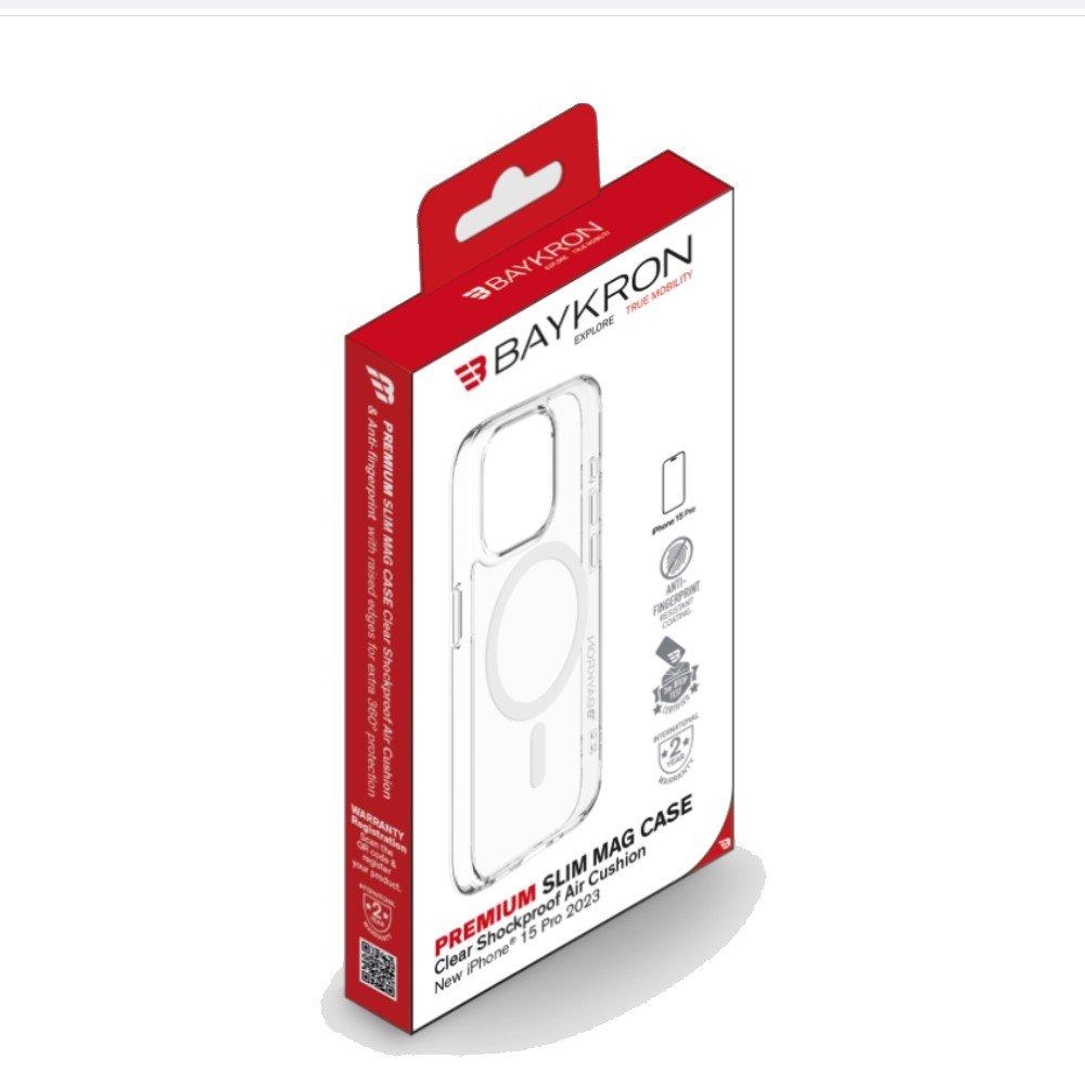 حافظة بريميوم سليم ماج لهاتف ايفون 15 برو 6.1 إنش من بايكرون، BKR-PR-IP15PROCL – شفاف