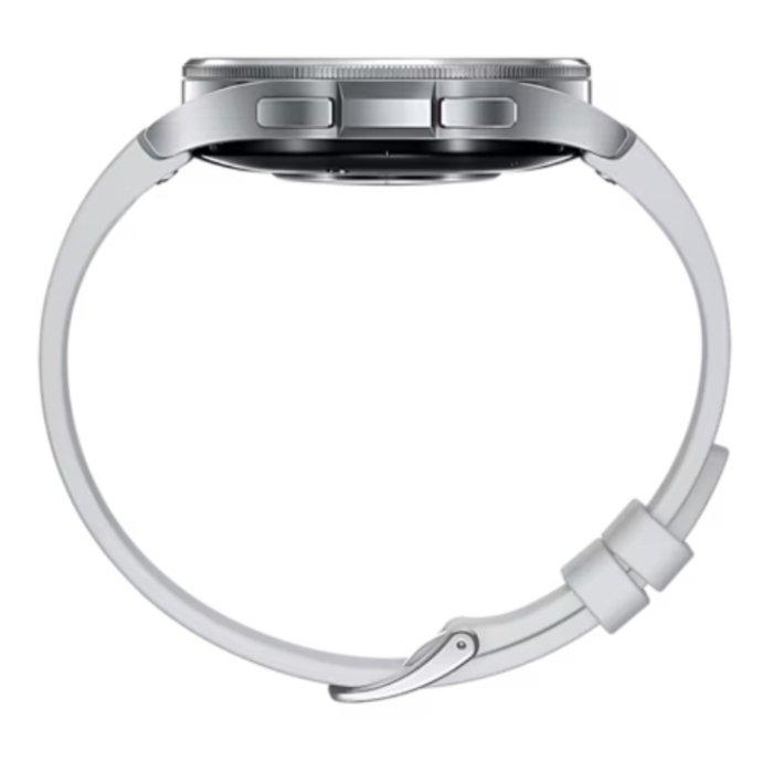 ساعة سامسونج جالاكسي 6 كلاسيك، 47 ملم، هيكل من الستانلس ستيل، حزام من السيليكون - فضي