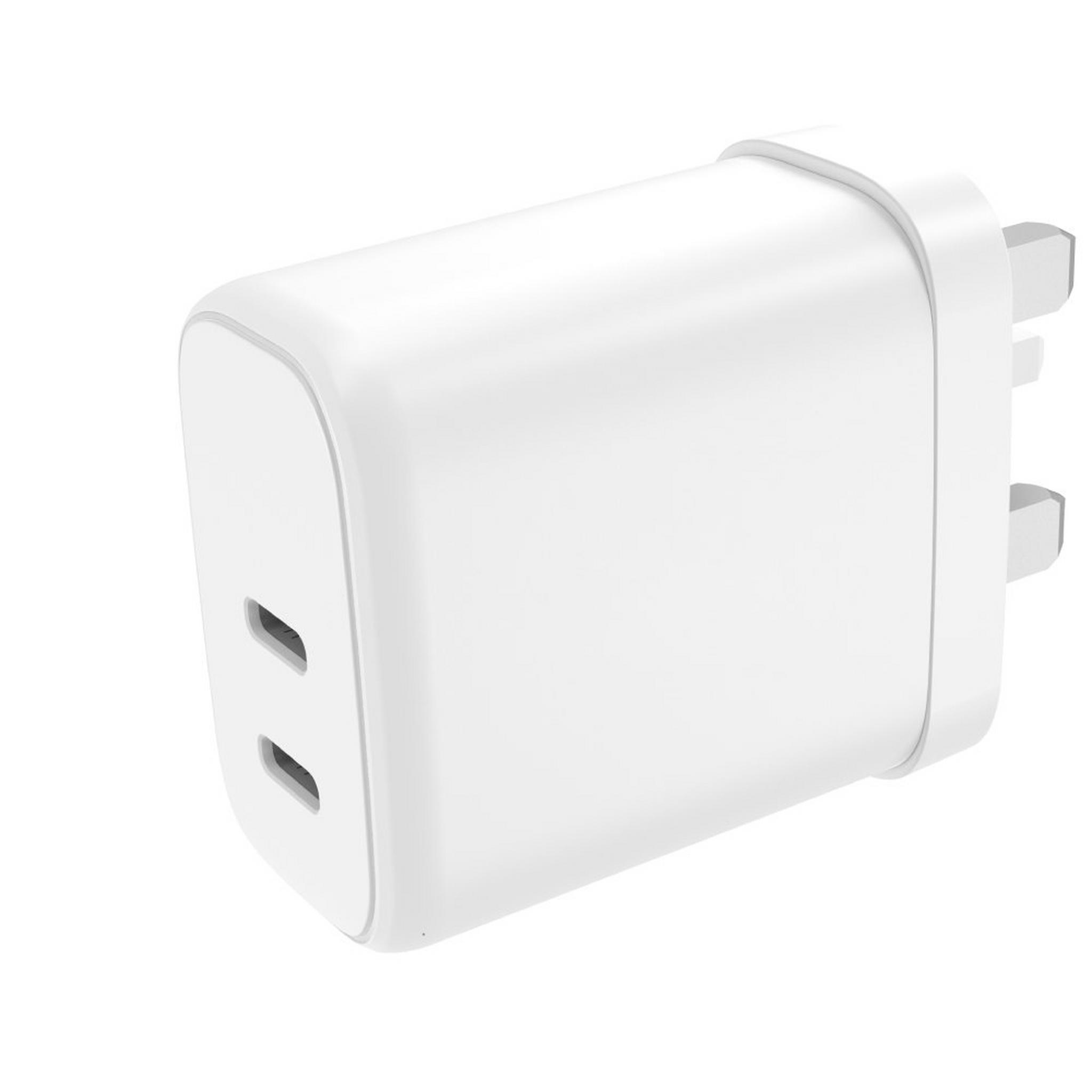 EQ Gan 65W Power Delivery Wall Charger, 2 USB Type C Ports, VTX-65VHCC-3 – White