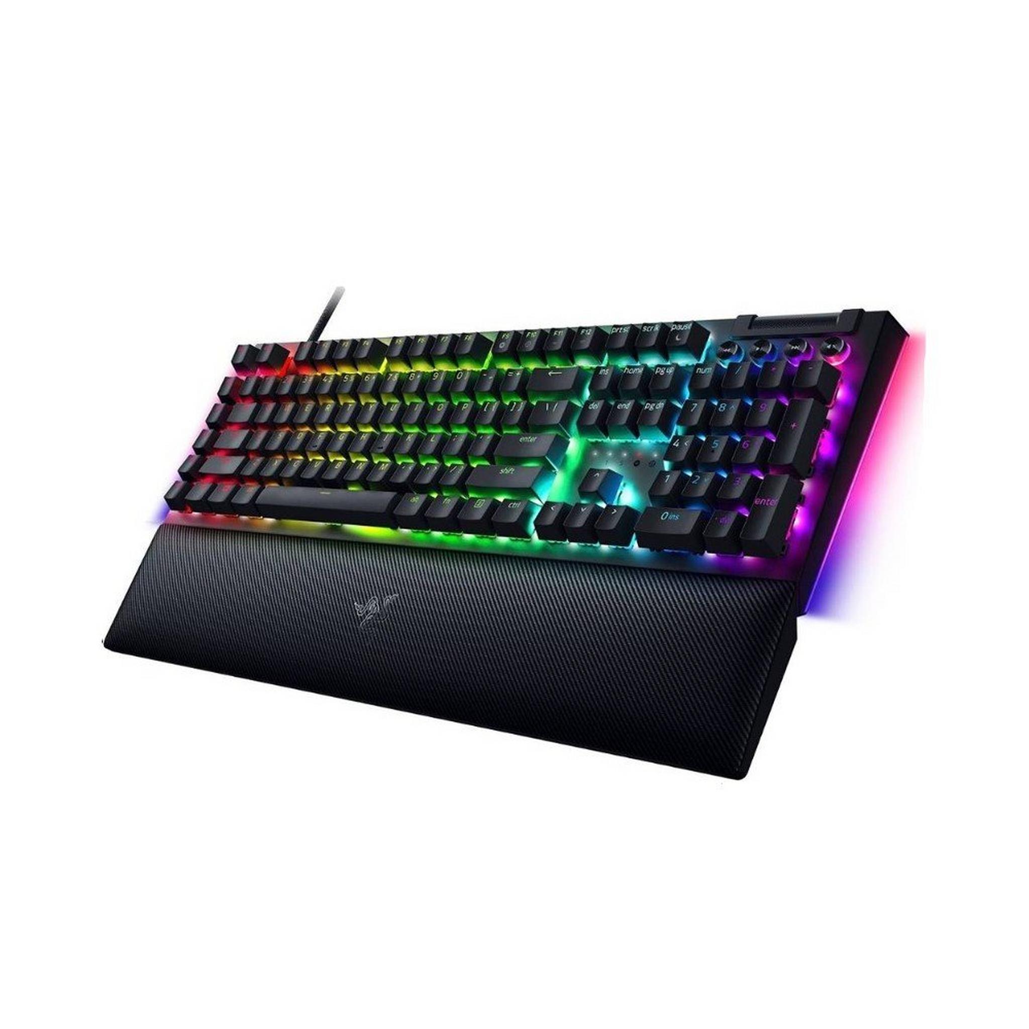 Razer BlackWidow V4 Mechanical Gaming Keyboard, Yellow RGB Switch, RZ03-04691800-R3M1 - Black