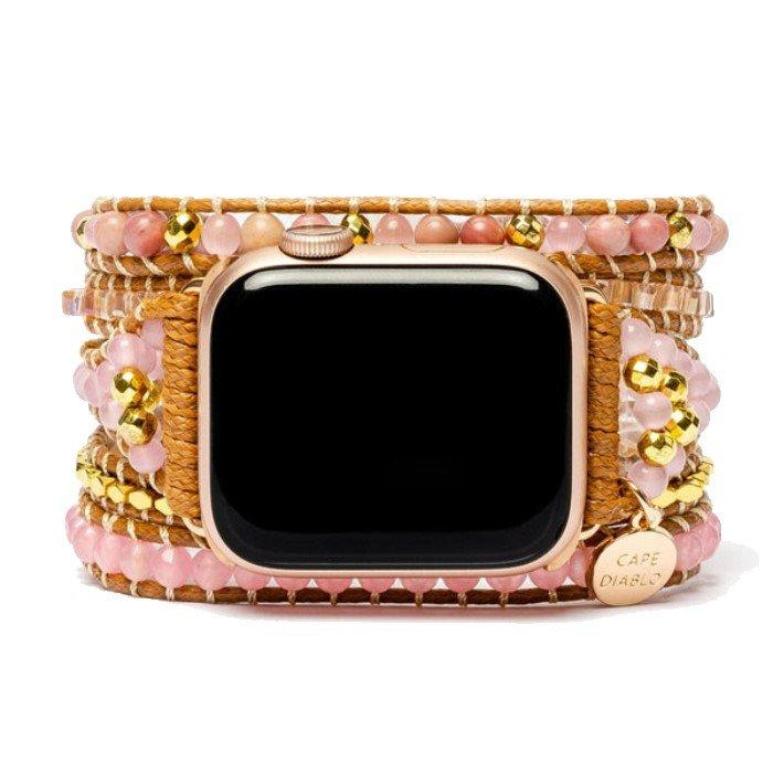 Buy Cape diablo golden rose quartz apple watch strap, 5. 5 - 7. 2 inch in Kuwait