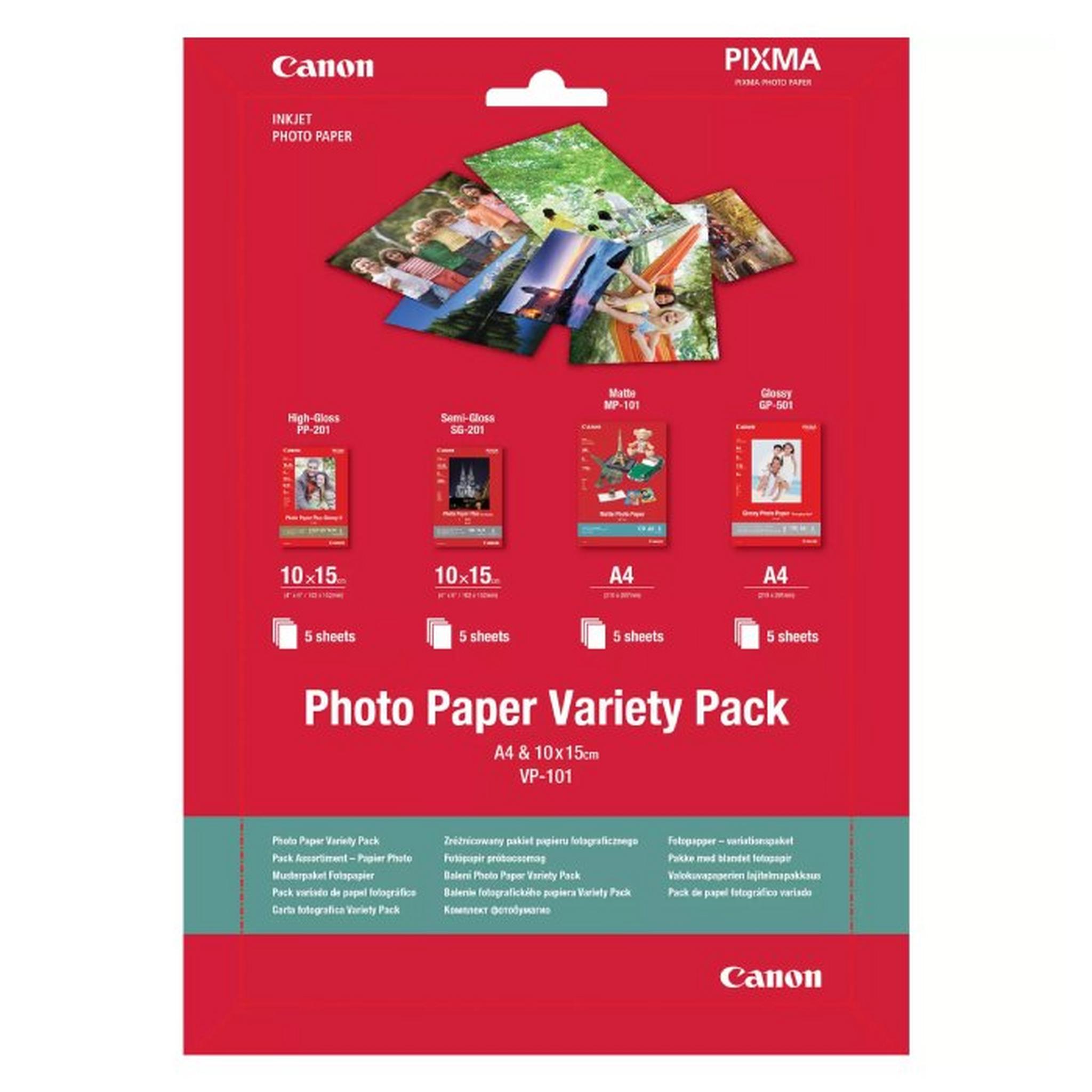 CANON Photo Paper Variety Pack, A4 20 Sheets, VP-101