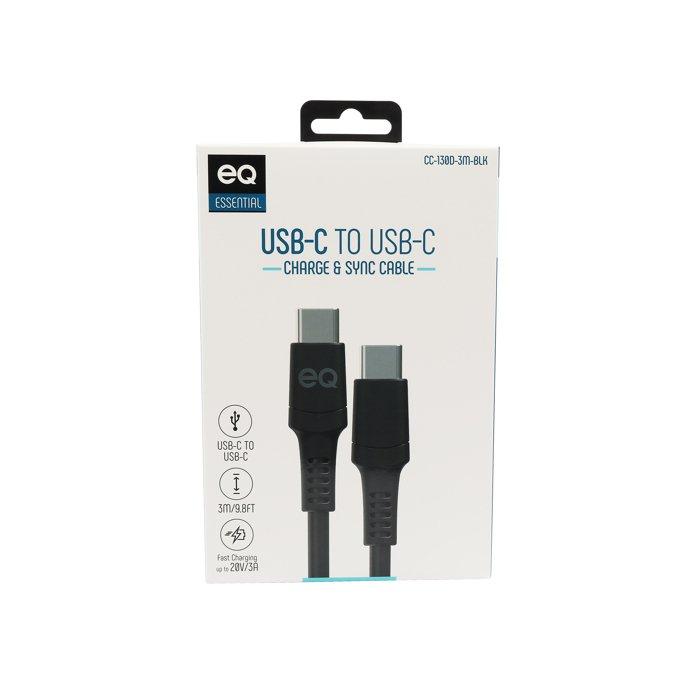 EQ USB-C To USB-C Charing Cable, 3m, CC-130D-3M-BLK – Black