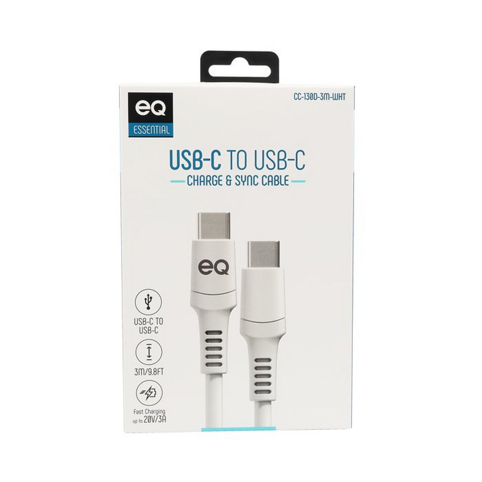 EQ USB-C To USB-C Charing Cable, 3m, CC-130D-3M-WHT – White