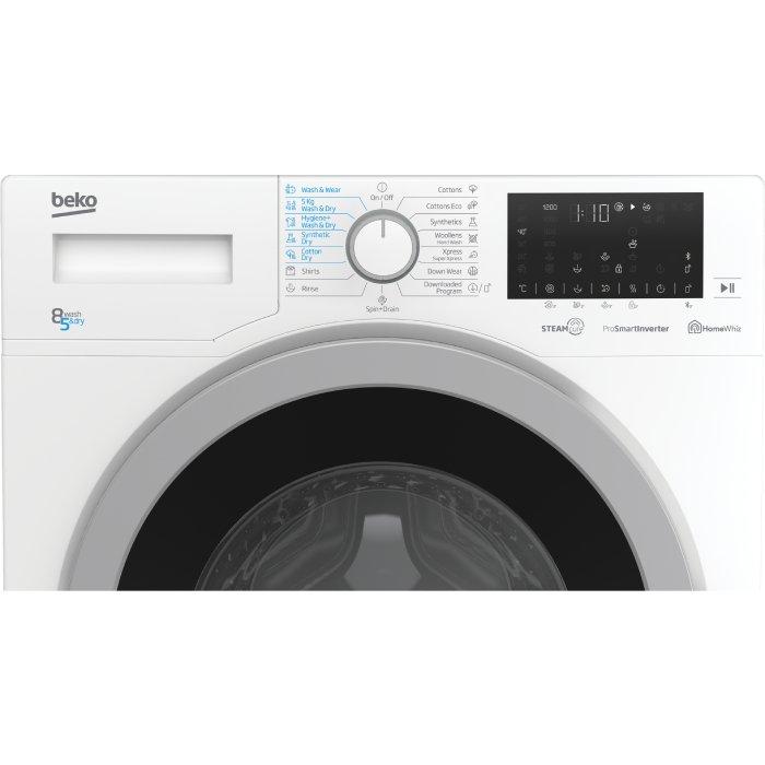 غسالة ونشافة بيكو تعبئة أمامية, سعة غسيل 8 كجم, سعة تنشيف 5 كجم, HTV8636XS - أبيض