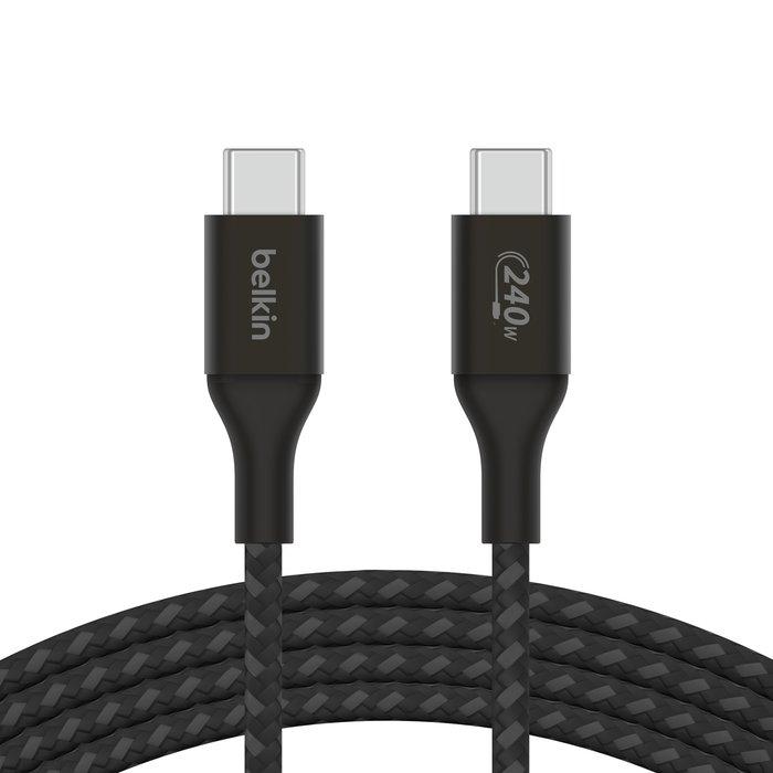 Belkin USB-C to USB-C Braided Cable, 240W, 2M, CAB015BT2MBK – Black
