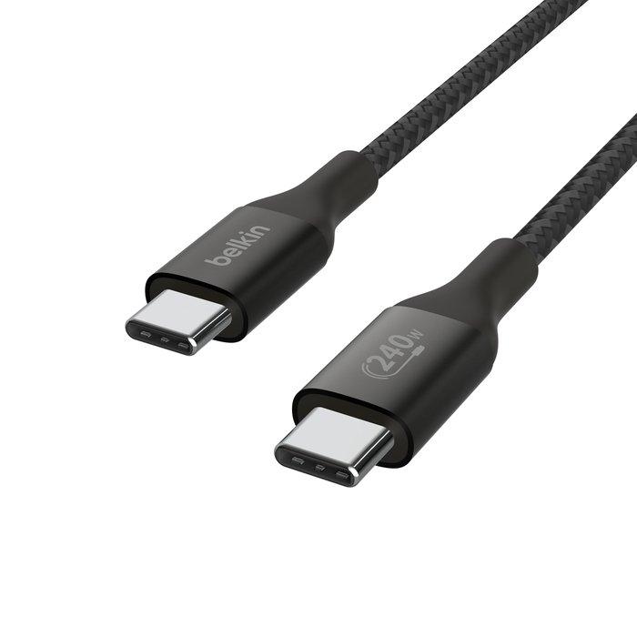 Belkin USB-C to USB-C Braided Cable, 240W, 2M, CAB015BT2MBK – Black