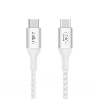 Buy Belkin boostcharge braided usb-c to c cable 2 meter 240w – white in Kuwait