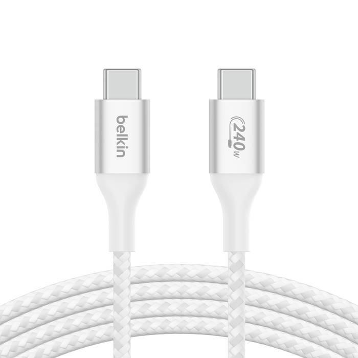 Belkin BoostCharge Braided USB-C to C Cable 2 Meter 240W – White