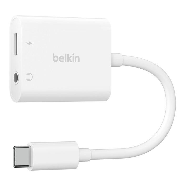 Belkin RockStar 3.5 mm Audio + USB-C Charge Adapter, 	NPA004BTWH – White 