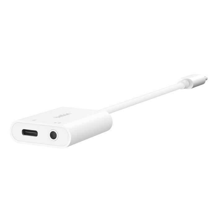 Belkin RockStar 3.5 mm Audio + USB-C Charge Adapter, 	NPA004BTWH – White 