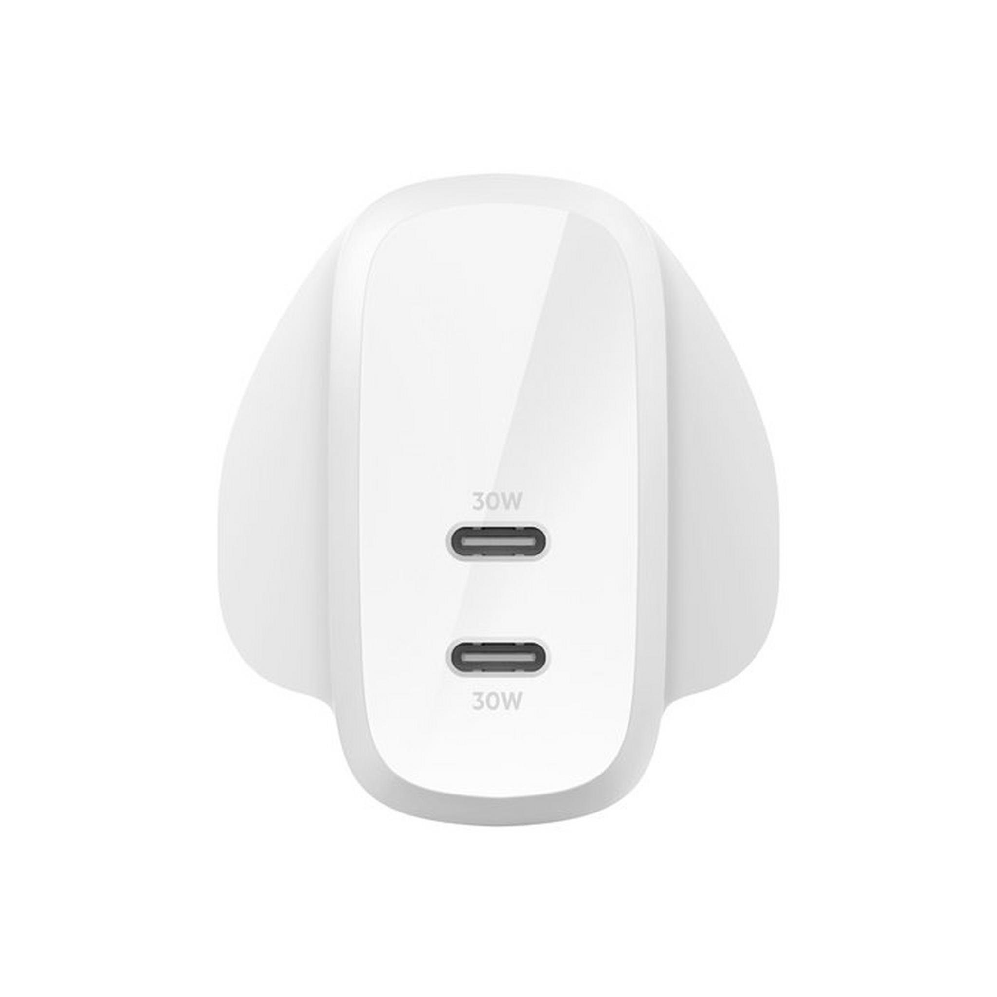 Belkin BoostCharge Pro Dual Port USB-C Wall Charger, WCB010MYWH – White