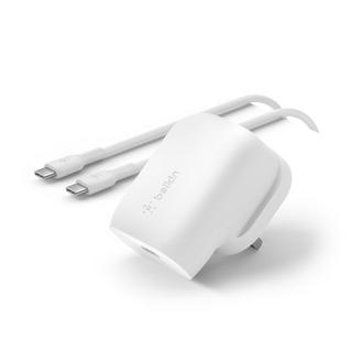 Buy Belkin usb-c pd 3. 0 pps wall charger 30w + usb-c to usb-c cable, wca005my1mwh-b6 – white in Kuwait