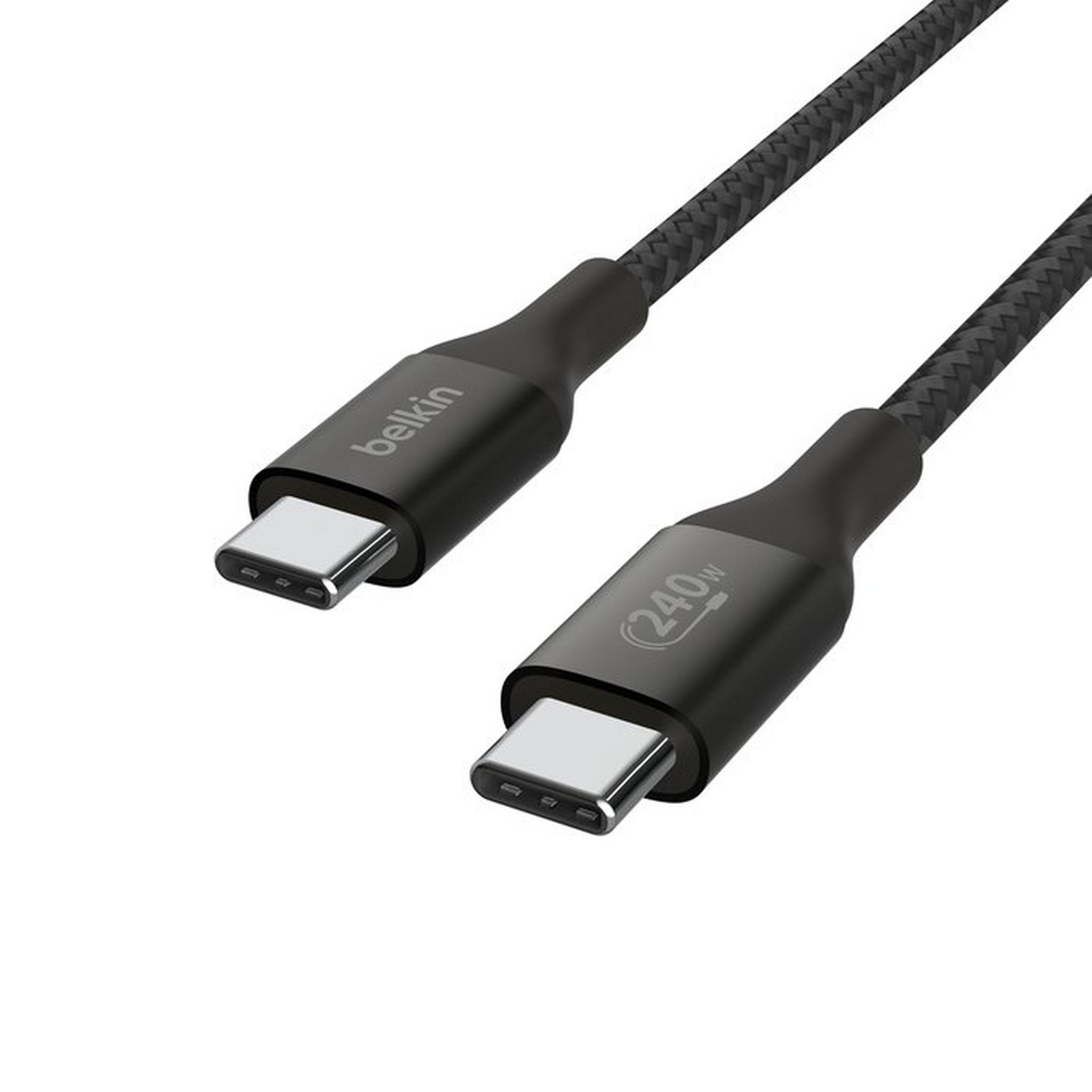 Belkin USB-C to C Braided Cable, 240W, 1M, CAB015BT1MBK – Black