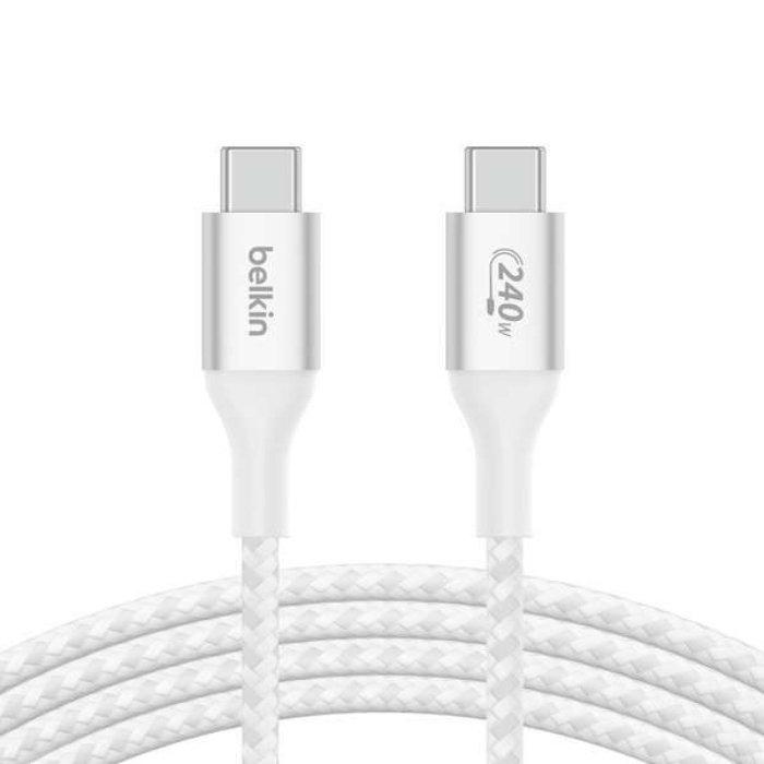 Buy Belkin usb-c to c braided cable, 240w, 1m, cab015bt1mwh – white in Kuwait