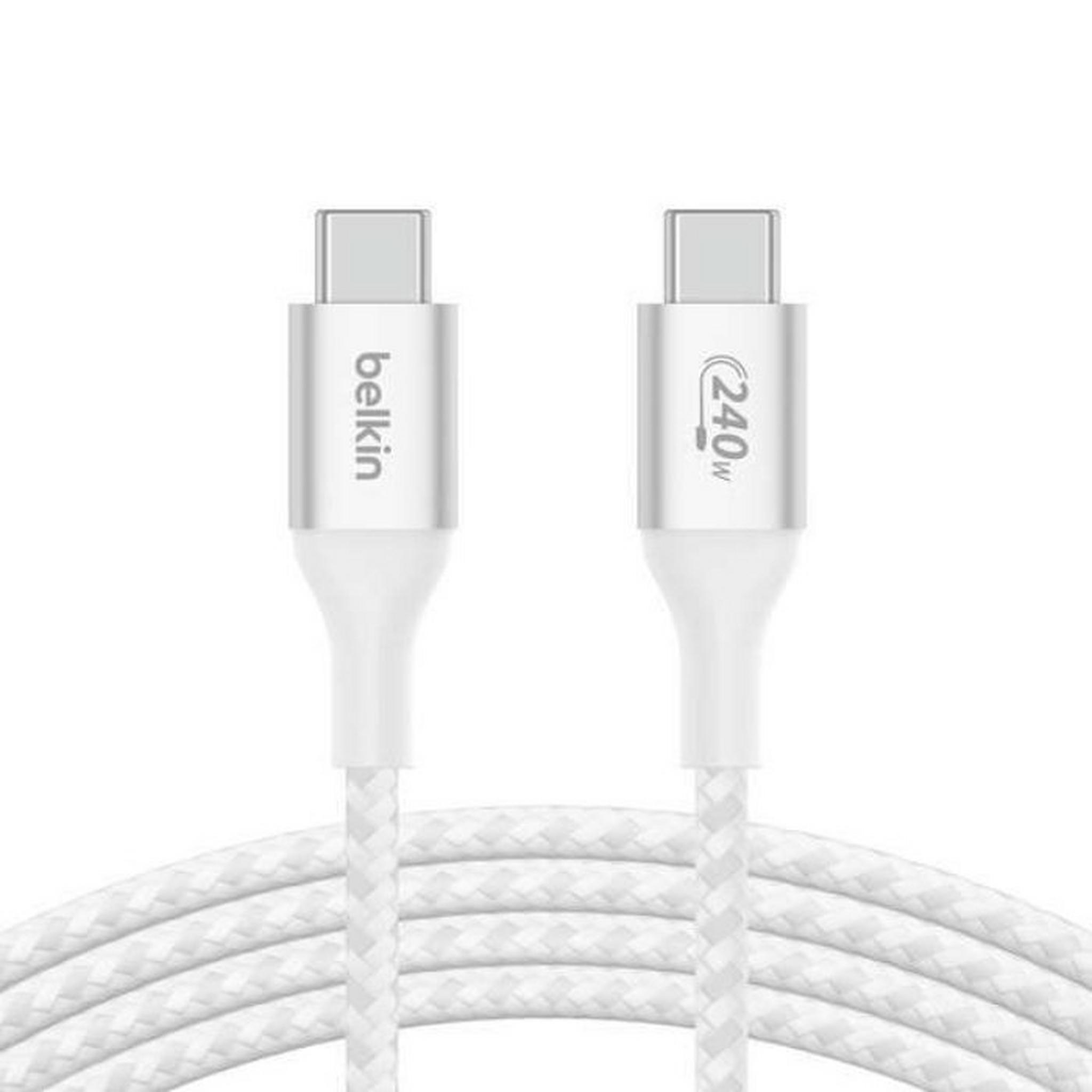 Belkin USB-C to C Braided Cable, 240W, 1M, CAB015BT1MWH – White