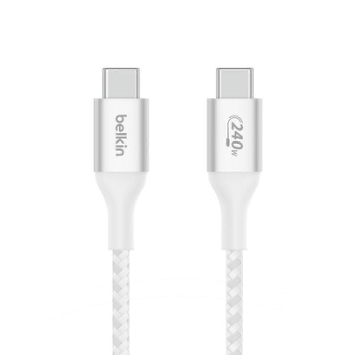 Belkin USB-C to C Braided Cable, 240W, 1M, CAB015BT1MWH – White 