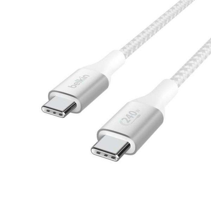 Belkin USB-C to C Braided Cable, 240W, 1M, CAB015BT1MWH – White 