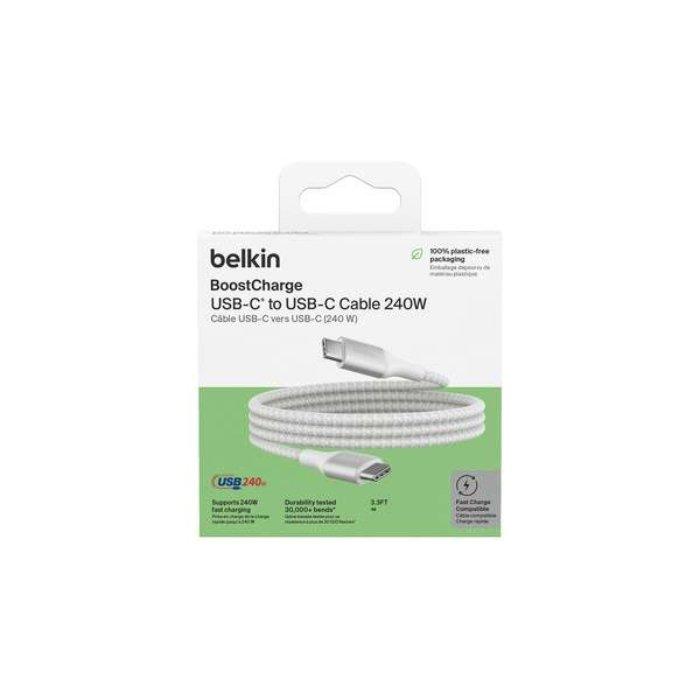 Belkin USB-C to C Braided Cable, 240W, 1M, CAB015BT1MWH – White 