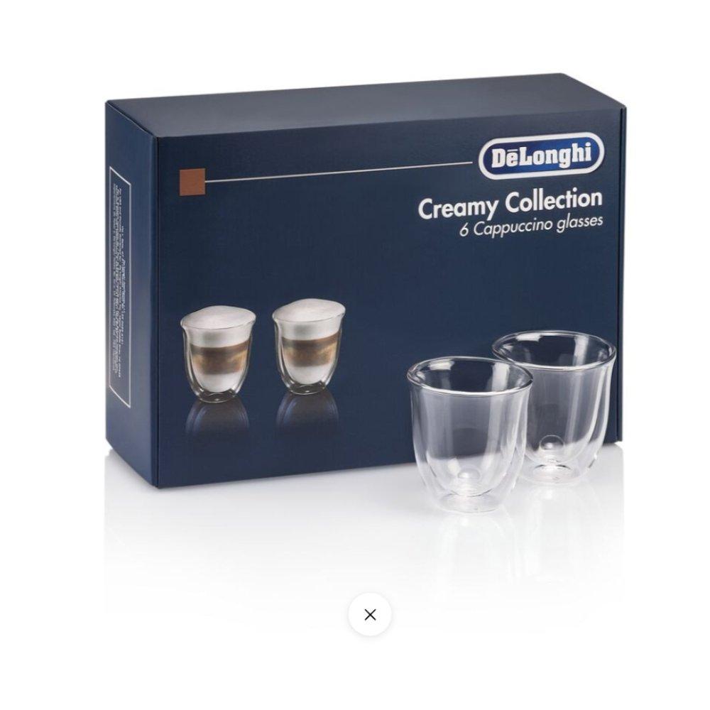 Delonghi Creamy Collection Cappuccino Coffee Glasses, 270ml, Set of 6, DLSC301