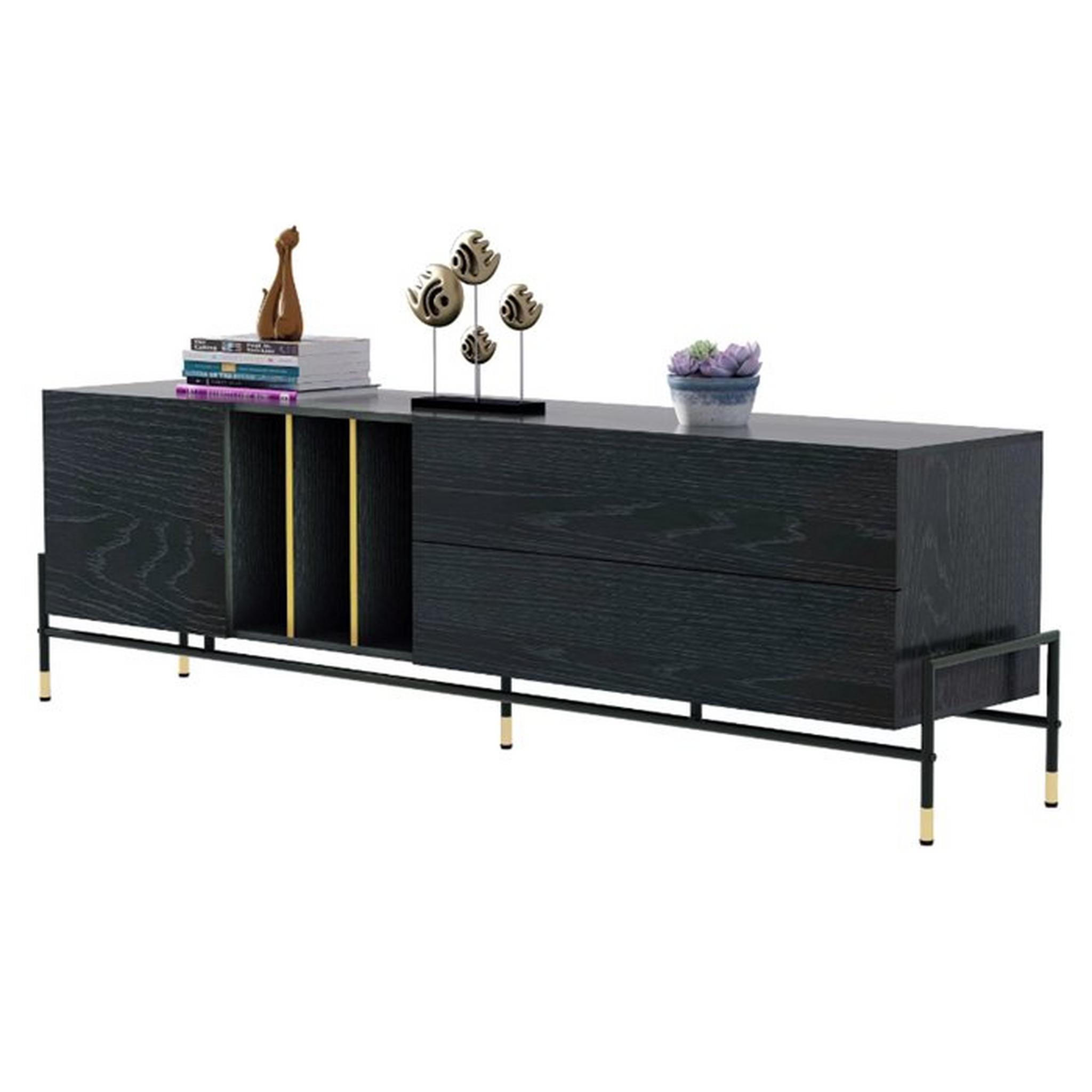 Wansa TV Stand, Up to 75-inch, 75Kg Loading Capacity, KS-BR-0220 - Black