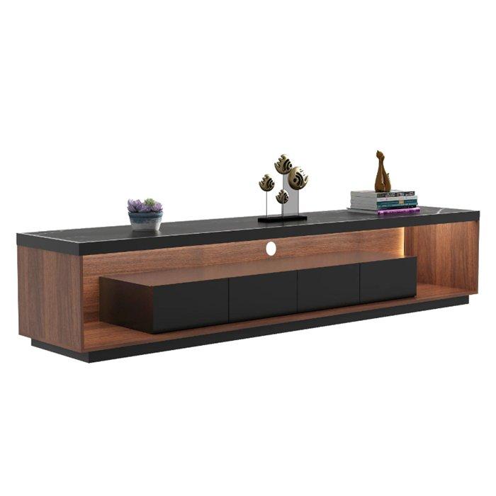 Buy Wansa tv stand, up to 85-inch, 85kg loading capacity, ks-led-0223 – walnut/black in Kuwait