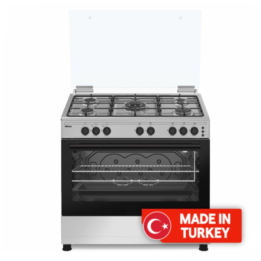 Buy Wansa 90x60cm gas cooker, wgc9067se-p - stainless steel in Kuwait