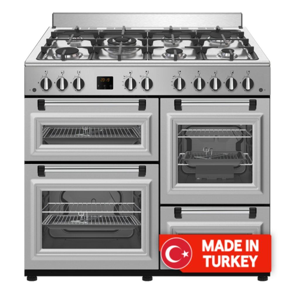 Buy Wansa cooker gas, 7 burners, 100x60cm, wgc10067sg - stainless steel in Kuwait