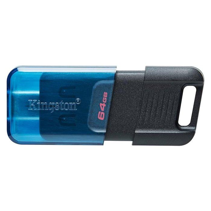 Buy Kingston datatraveler 80 m usb-c, 64gb, 200mb/s usb 3. 2 gen 1, dt80m/64gb – black in Kuwait